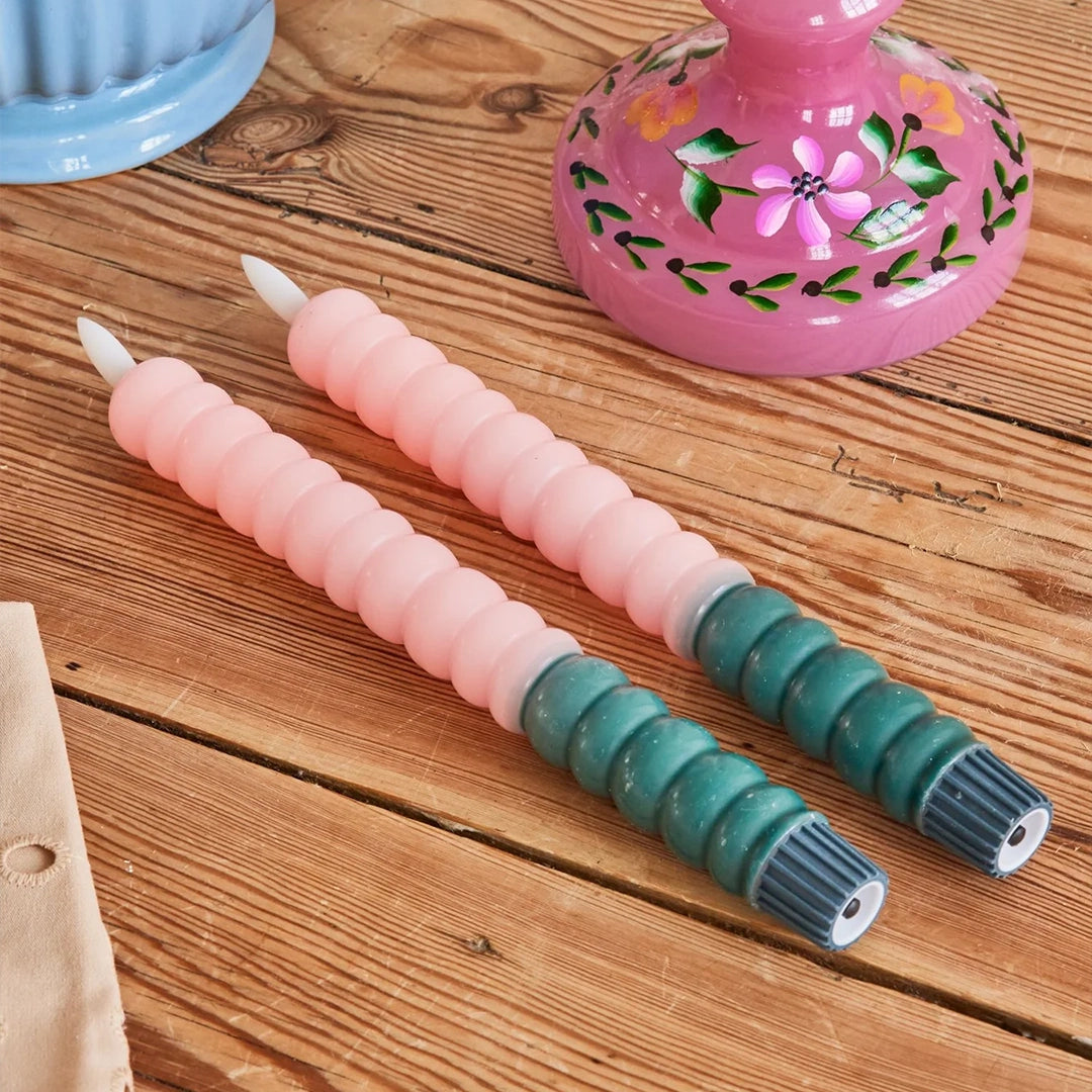 Set de 2 Bougies LED - Bubble Rose & Vert