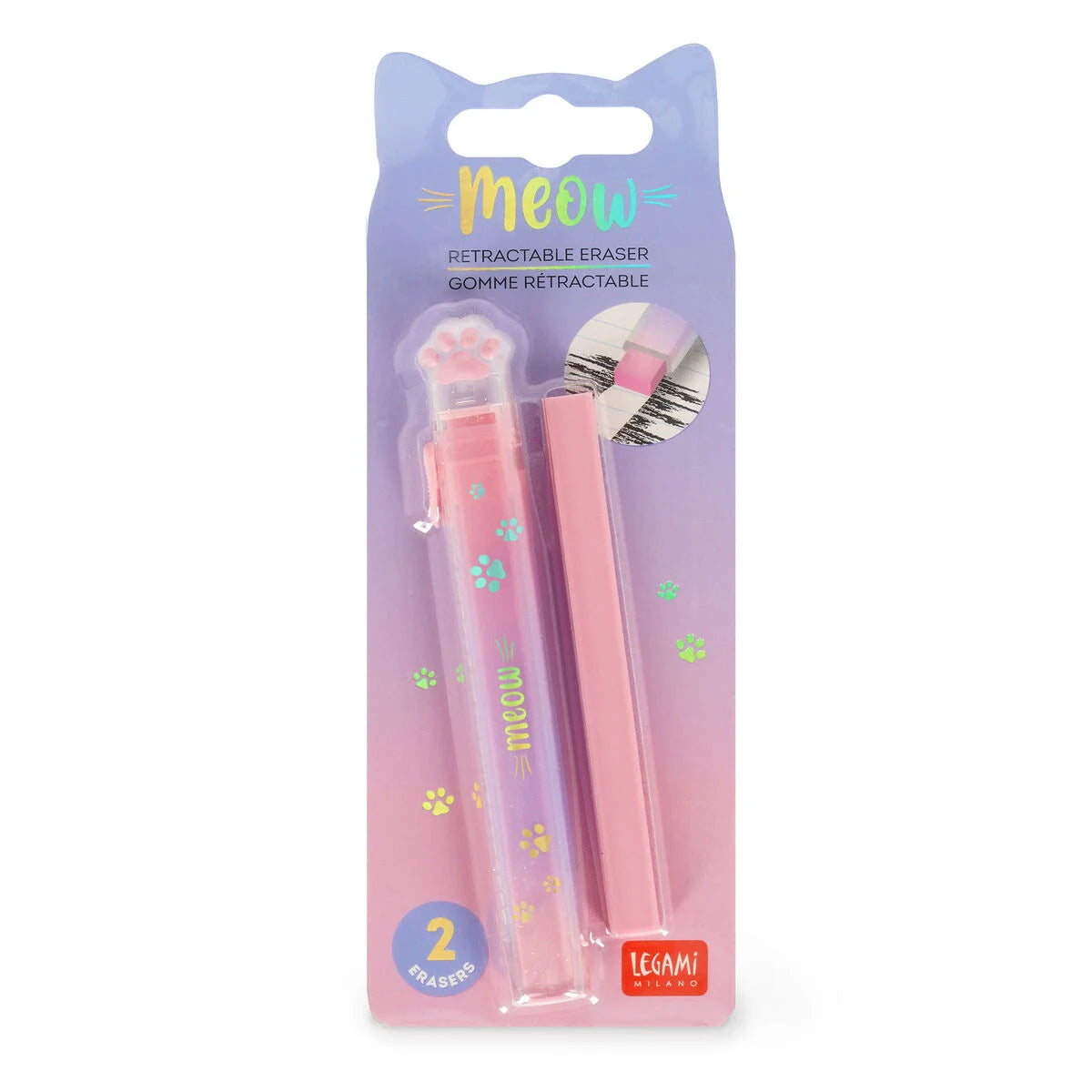 Legami Gomme rétractable avec recharge Kitty