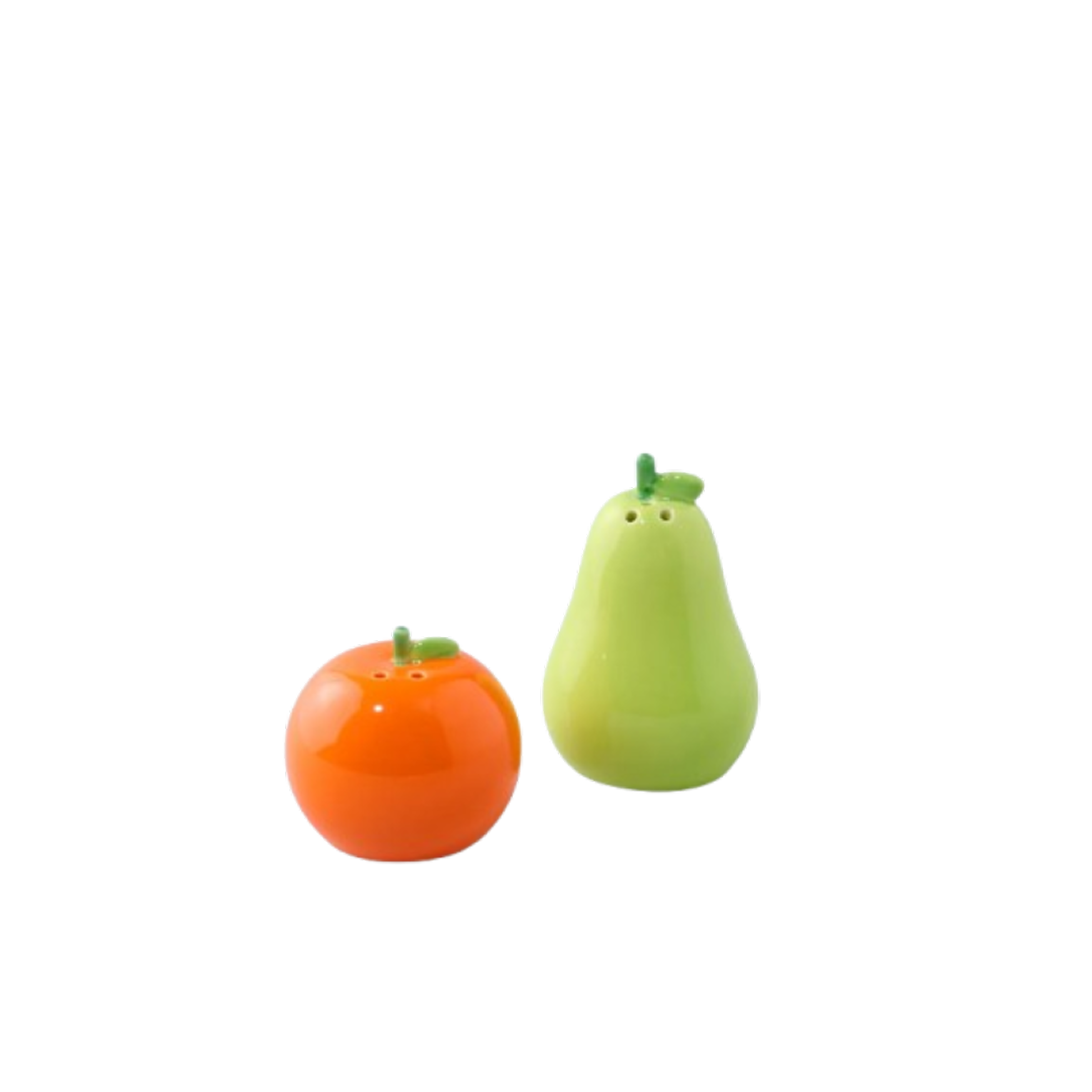 Sel et poivre en forme d'orange et de poire.
