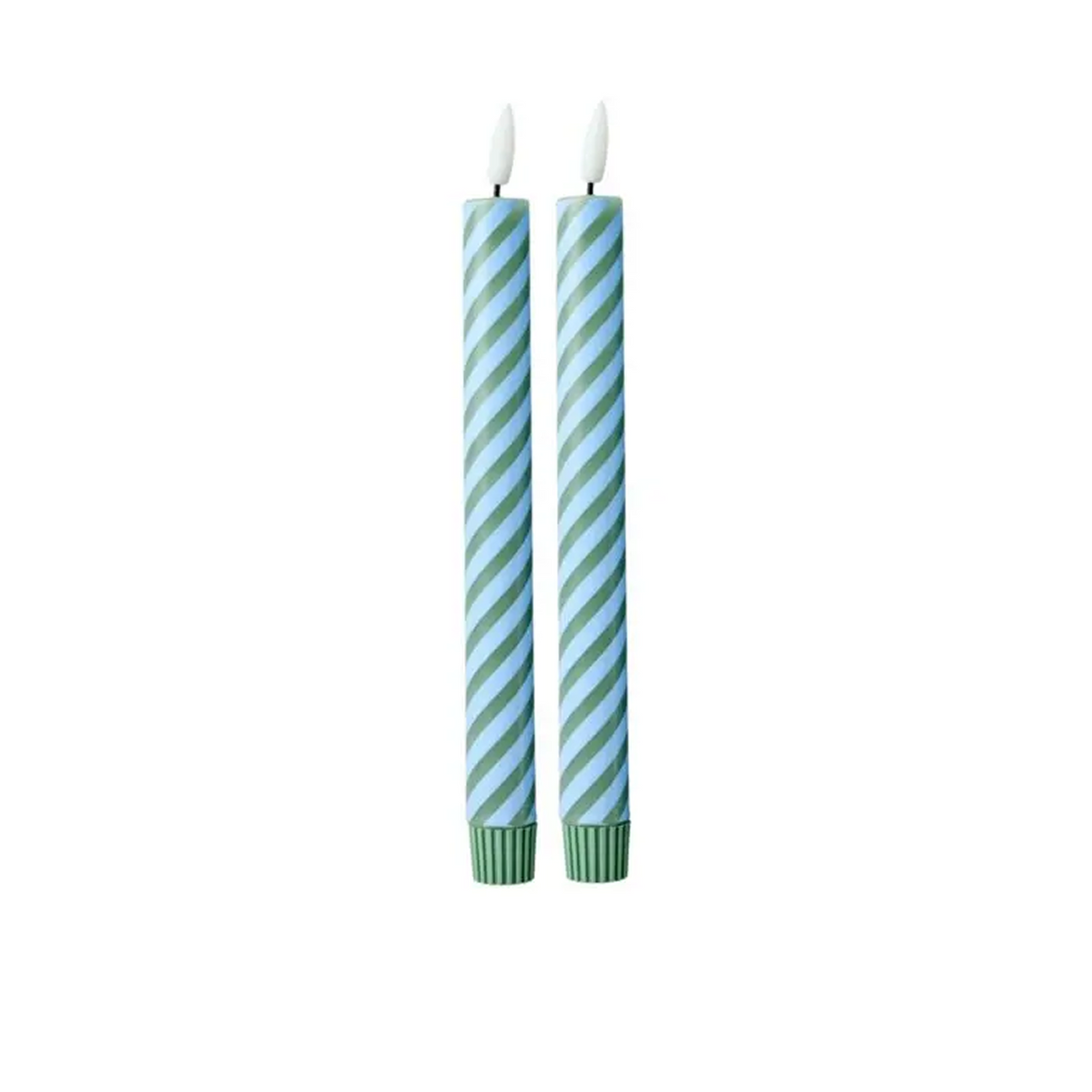 Set de 2 bougies LED - Stripes bleu et vert