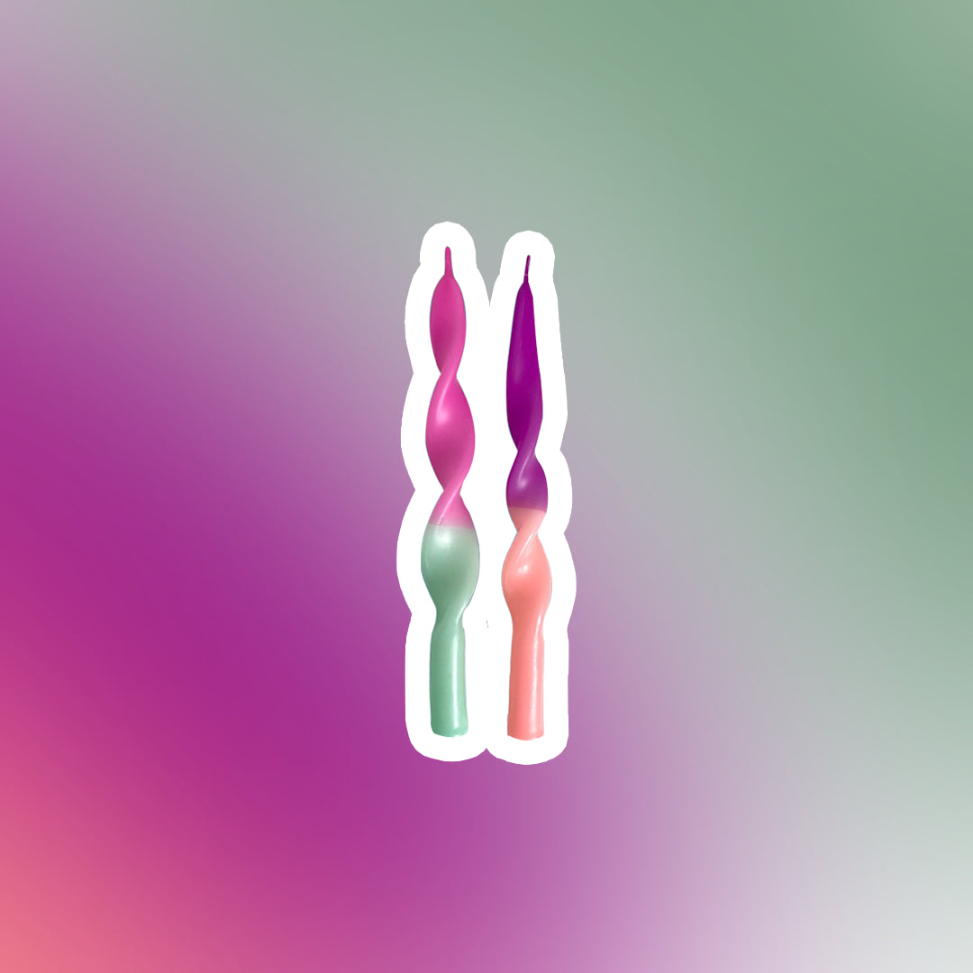 Set de 2 bougies torsadées Miami - violet