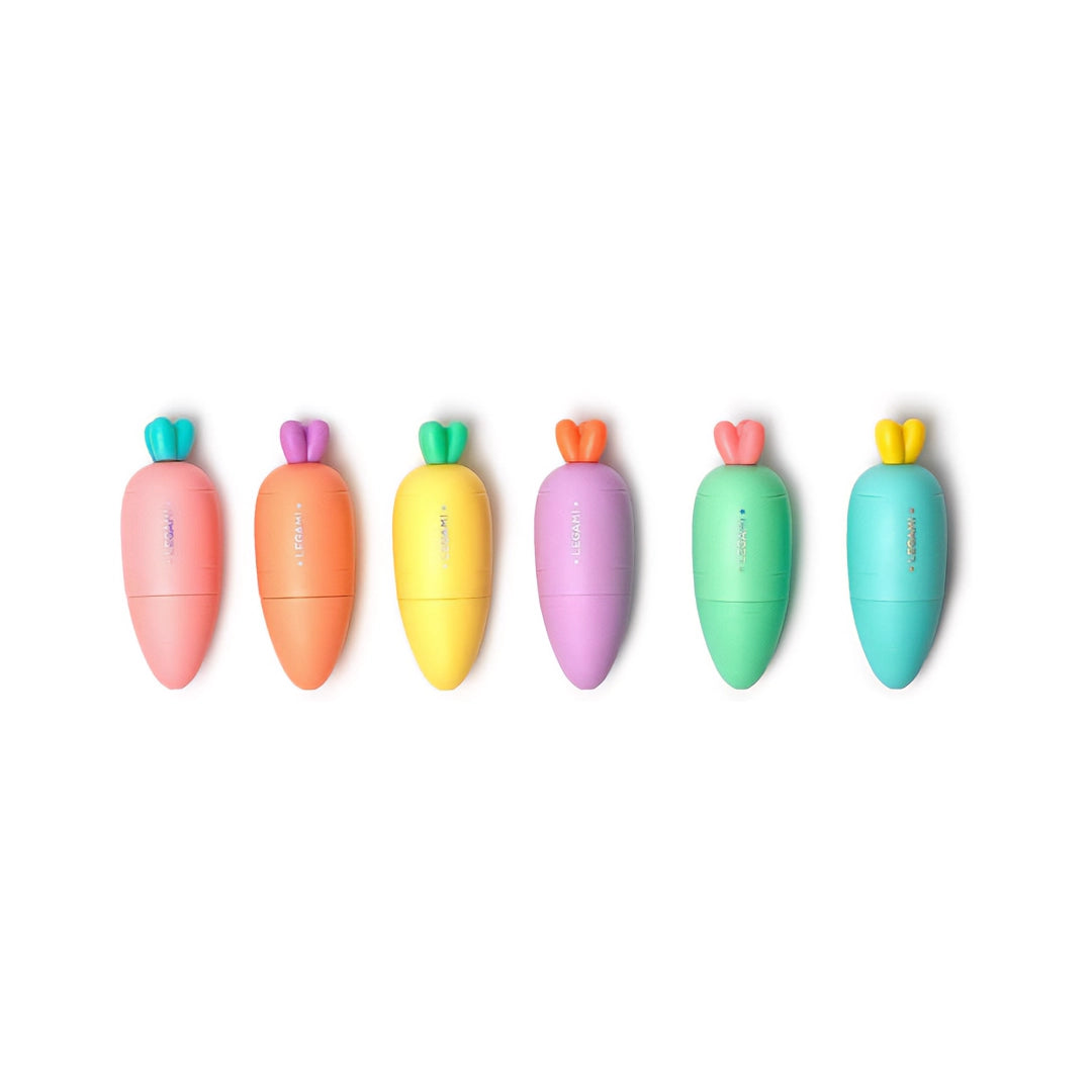 Legami Set de 6 mini surligneurs - Carottes Pastel