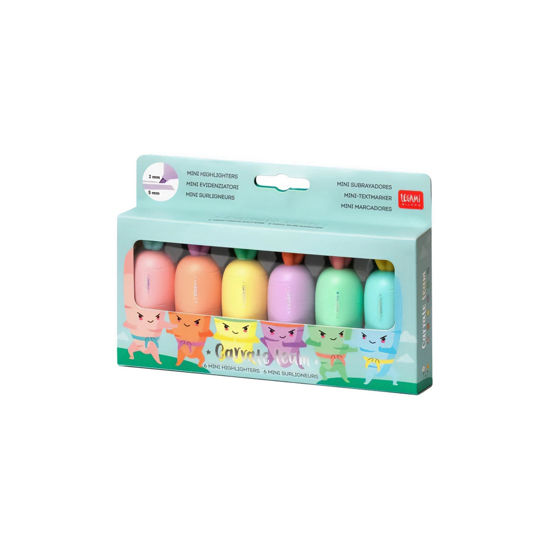 Legami Set de 6 mini surligneurs - Carottes Pastel