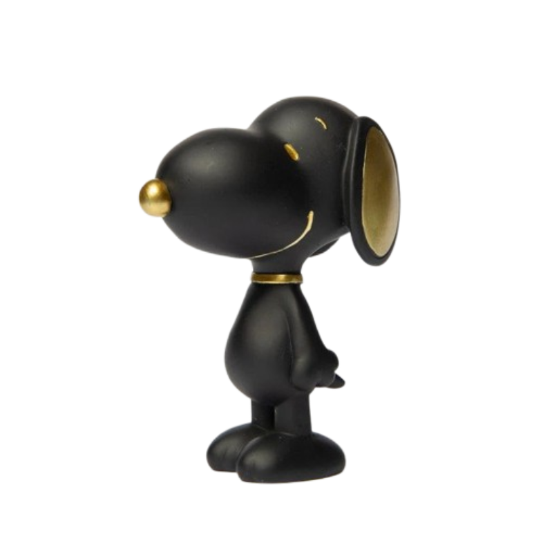 Figurine Snoopy hauteur 12 cm noir et or