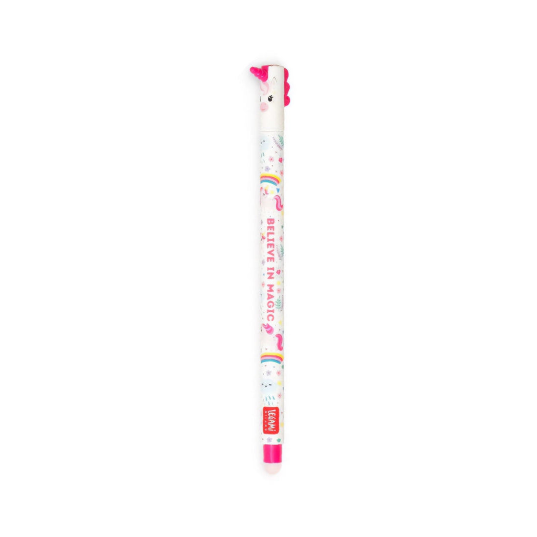 Stylo gel effaçable Legami en forme de Licorne, encre rose, 0,7 mm