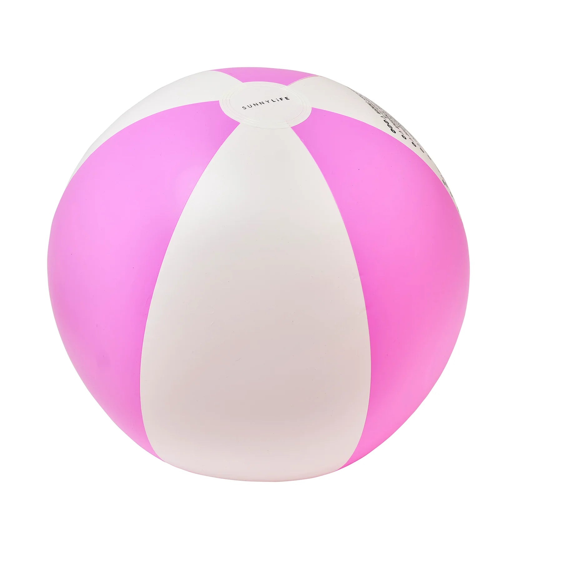Sunnylife Ballon de plage gonflable à rayures couleur magenta.