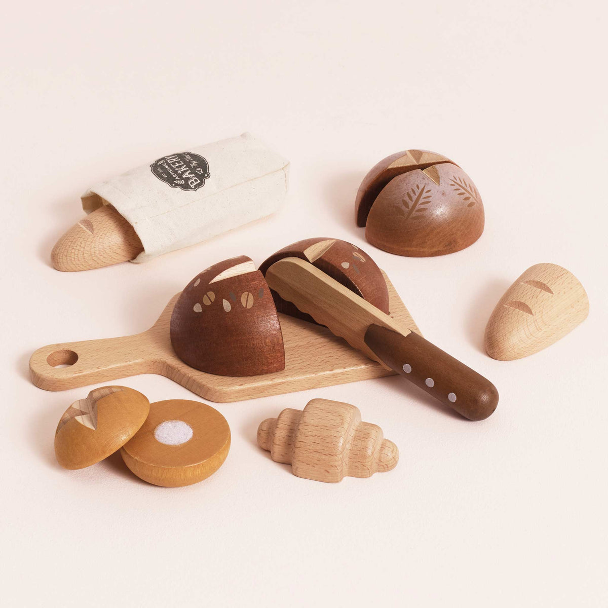 Jouet pains et croissant en bois