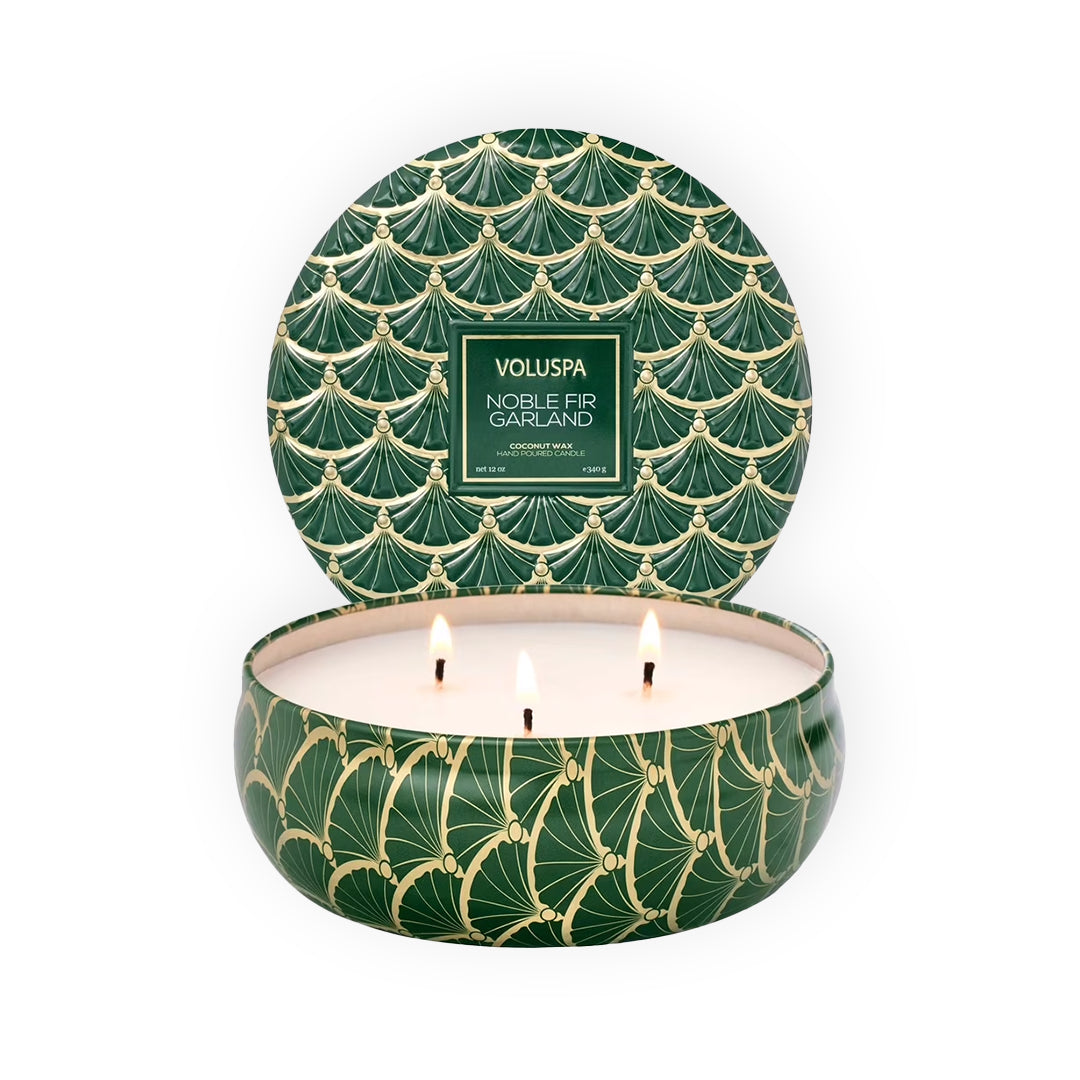 Voluspa bougie parfumée 3 mèches - Noble Fir Garland