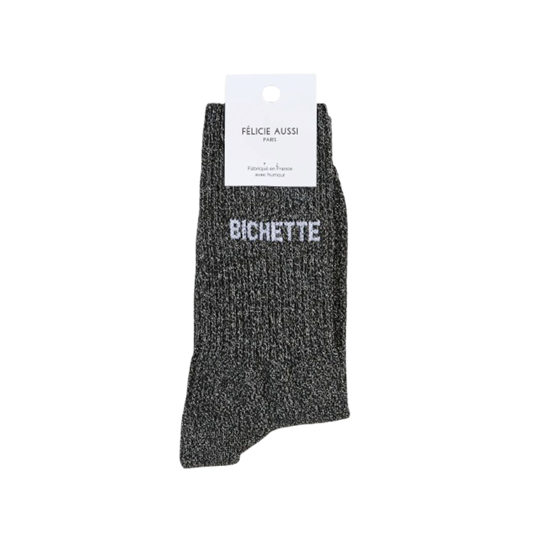 Chaussettes paillettes - Bichette 36/40 noir