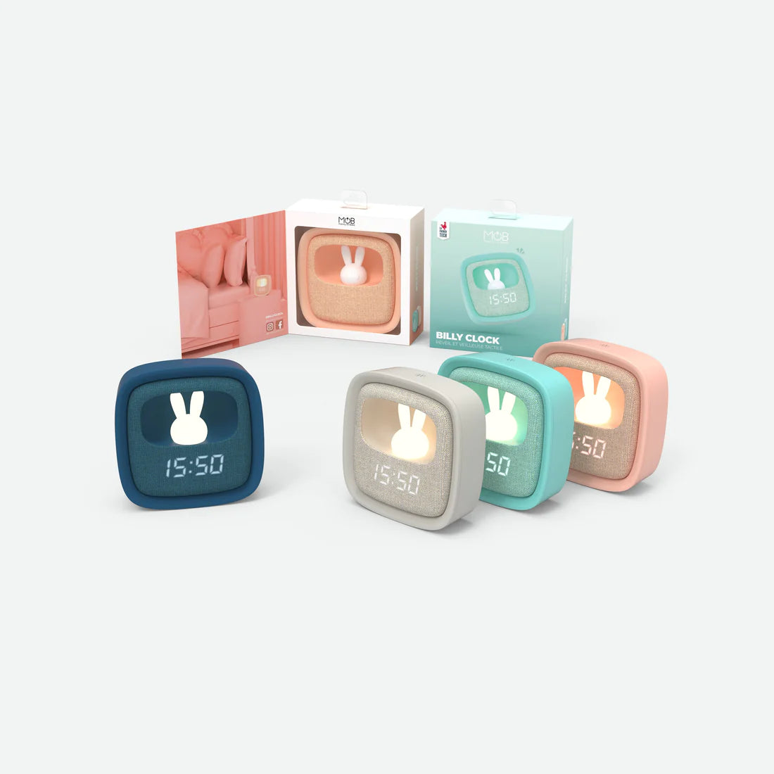 Réveil & veilleuse lapin Billy - turquoise