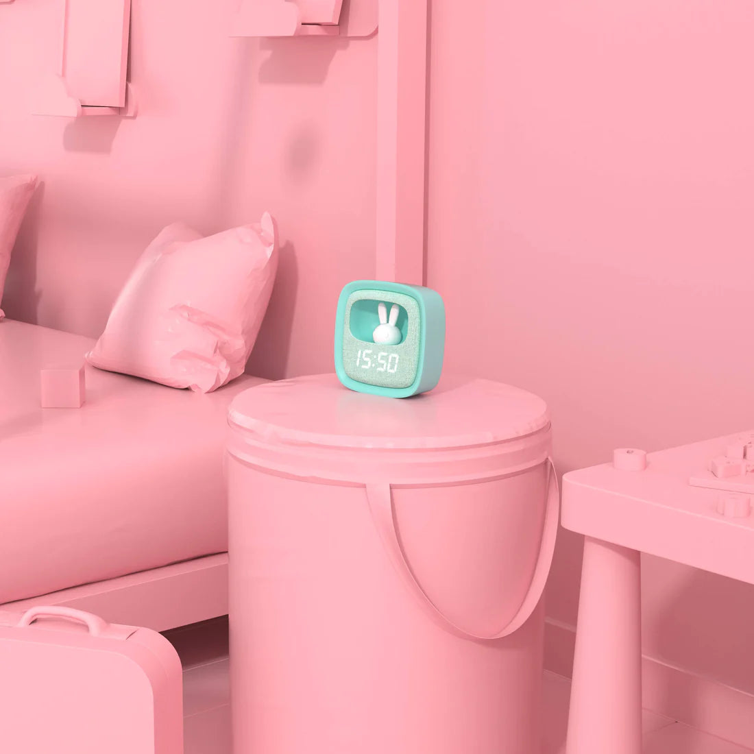 Réveil & veilleuse lapin Billy - turquoise
