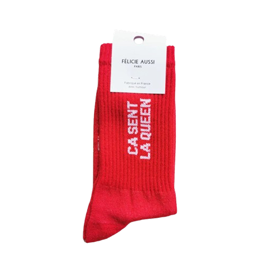 Chaussettes paillettes - Ca sent la queen 36/40 Rouge