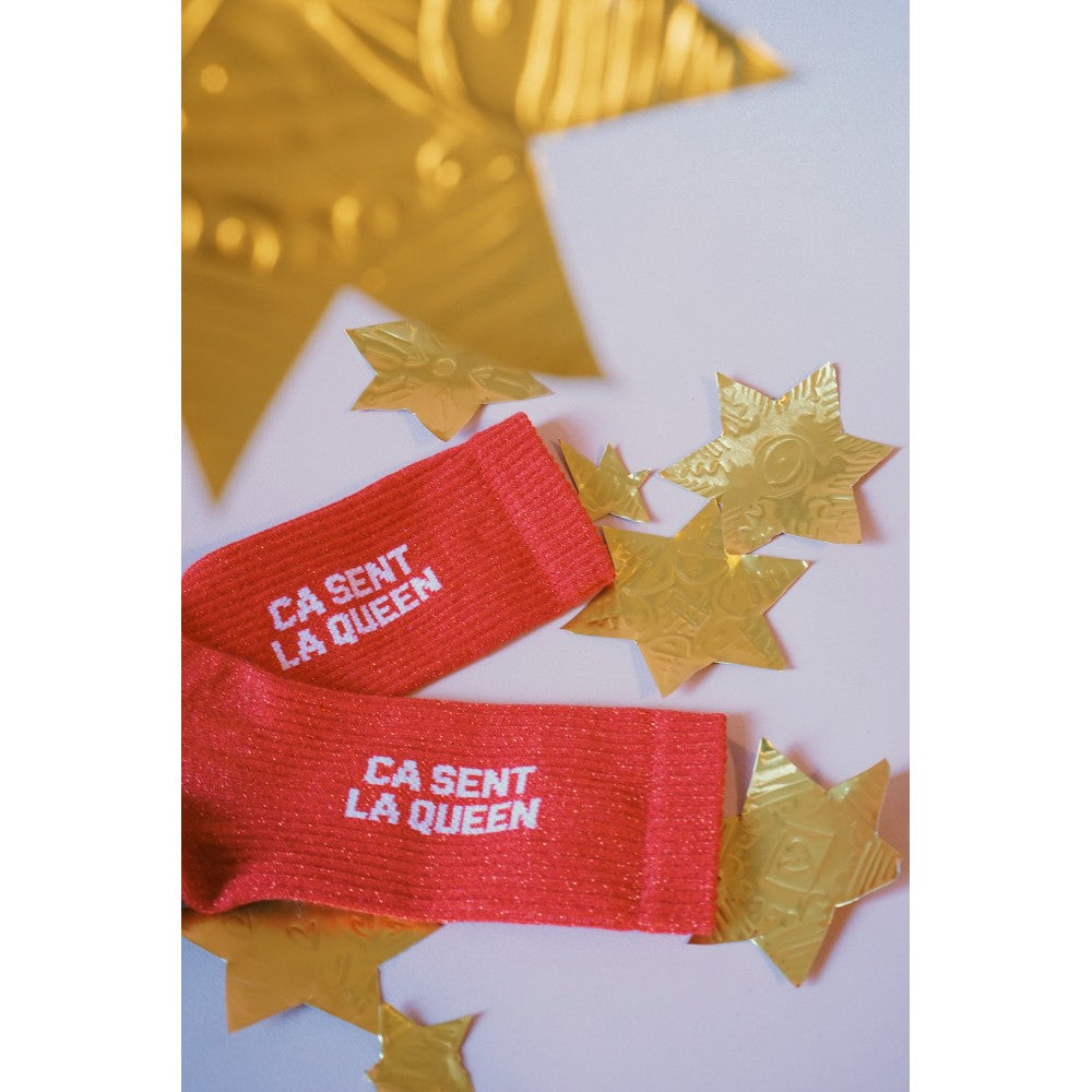 Chaussettes paillettes - Ca sent la queen 36/40 Rouge