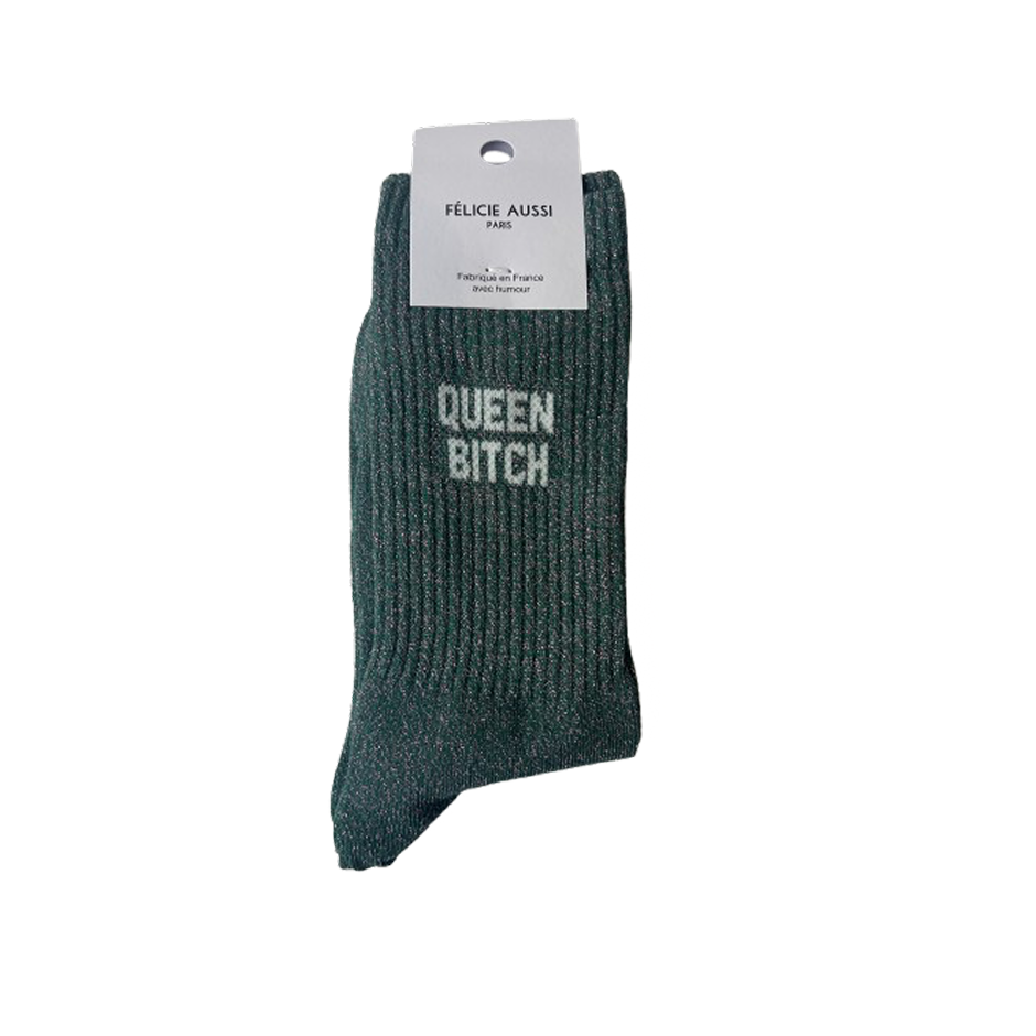 Chaussettes paillettes - Queen bitch 36/40 vert