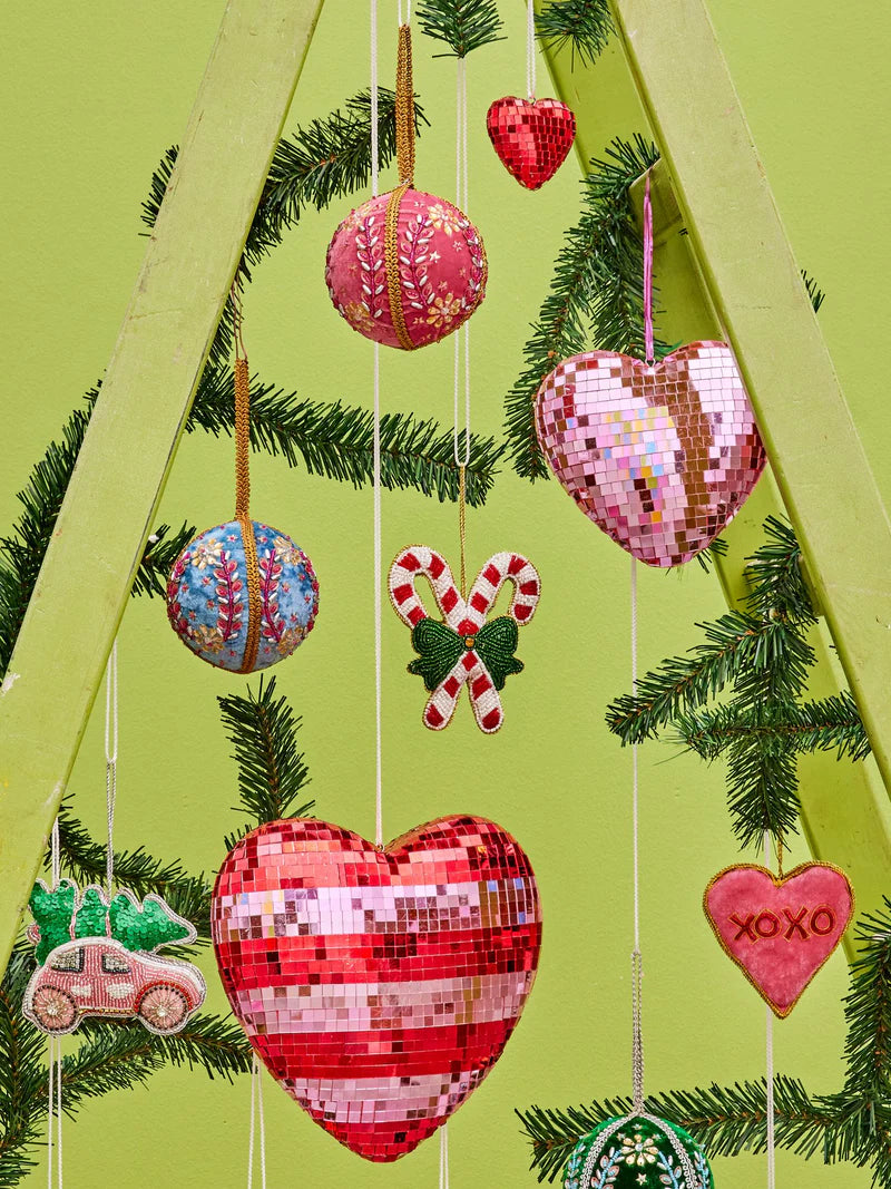 Boule disco Coeur M - Rose