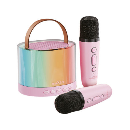 Enceinte Karaoké Bluetooth & 2 micros sans fil - rose