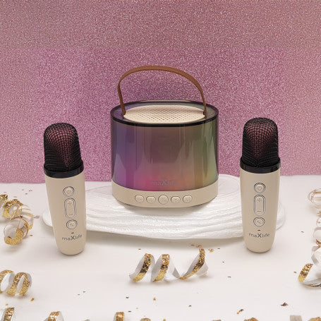 Enceinte Karaoké Bluetooth & 2 micros sans fil - rose
