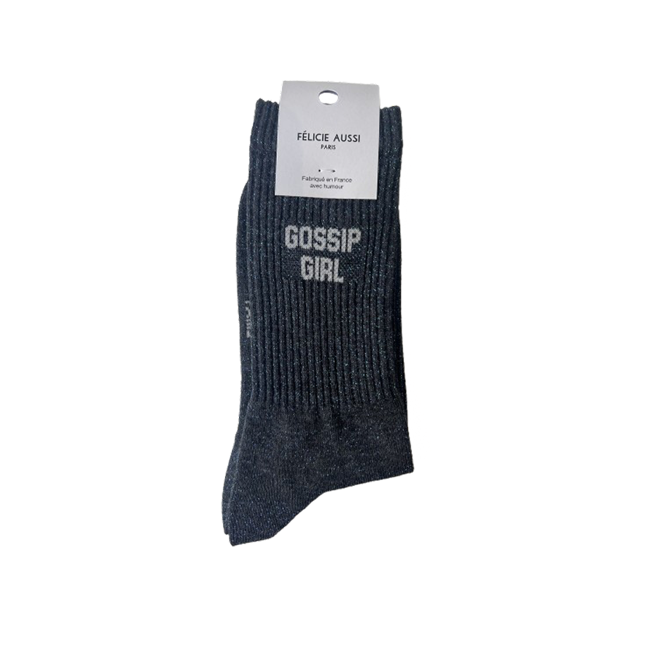 Chaussettes paillettes - Gossip girl 36/40 gris