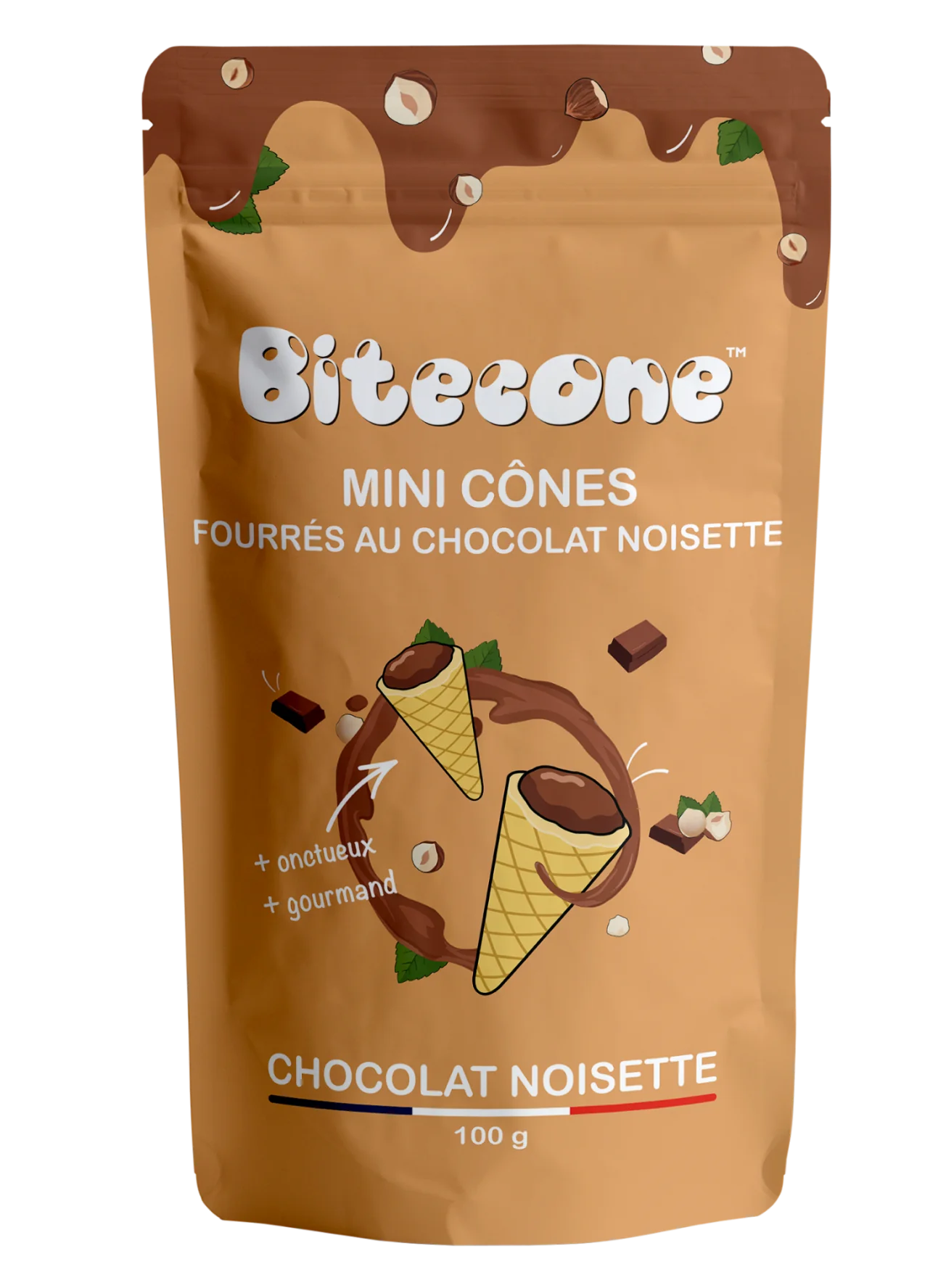 Mini cônes fourrés au chocolat