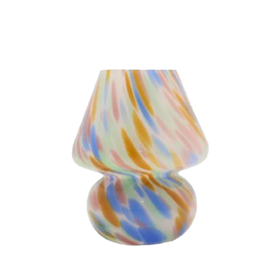 Lampe Joyful h. 19 cm - bleu et rose