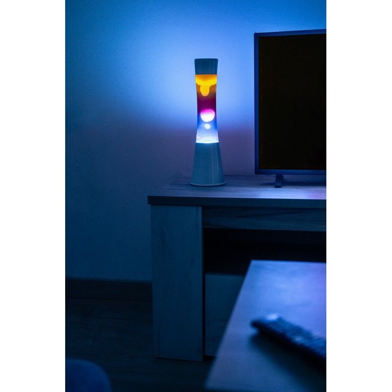 Lampe à lave H.40cm - tricolore base blanche