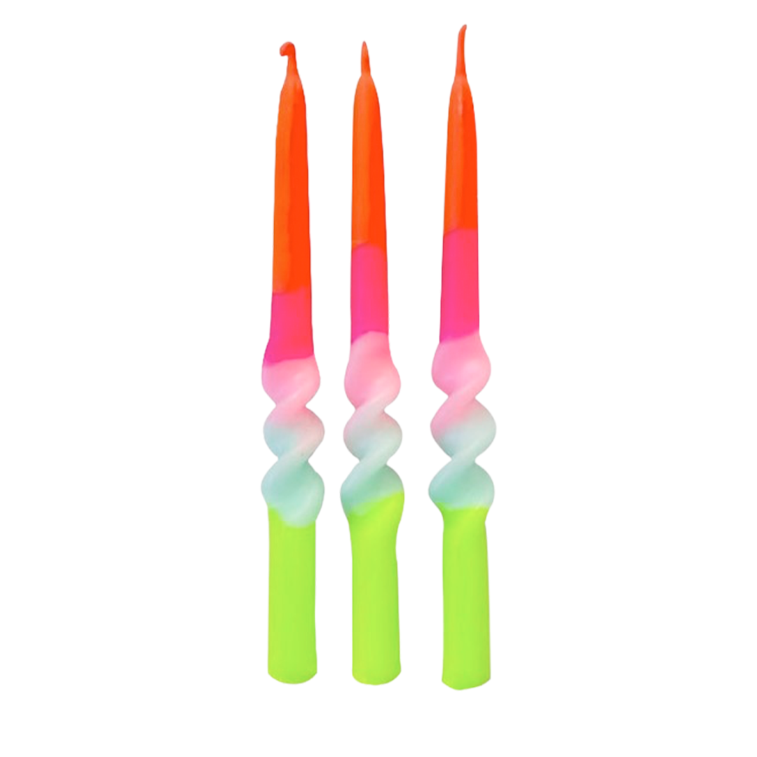 Set de 3 bougies Dip dye Swirl - Lollipop flowers