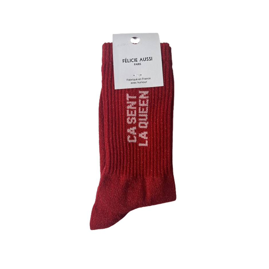 Chaussettes paillettes - Ca sent la queen 36/40 Rouge
