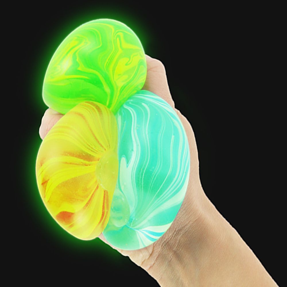 Balle anti-stress effet marbre - glow in the dark