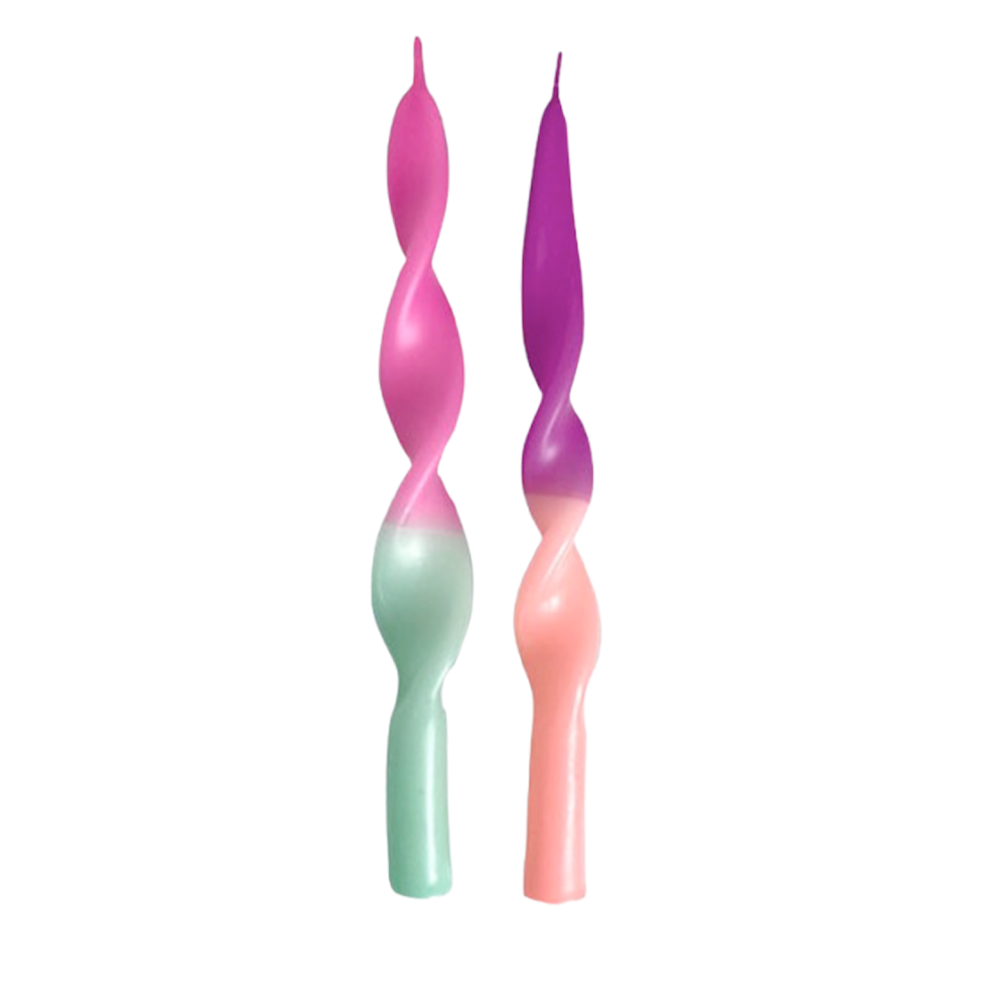 Set de 2 bougies torsadées Miami - violet