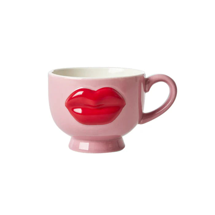 Mug céramique lips Ø 9.5 cm - rose