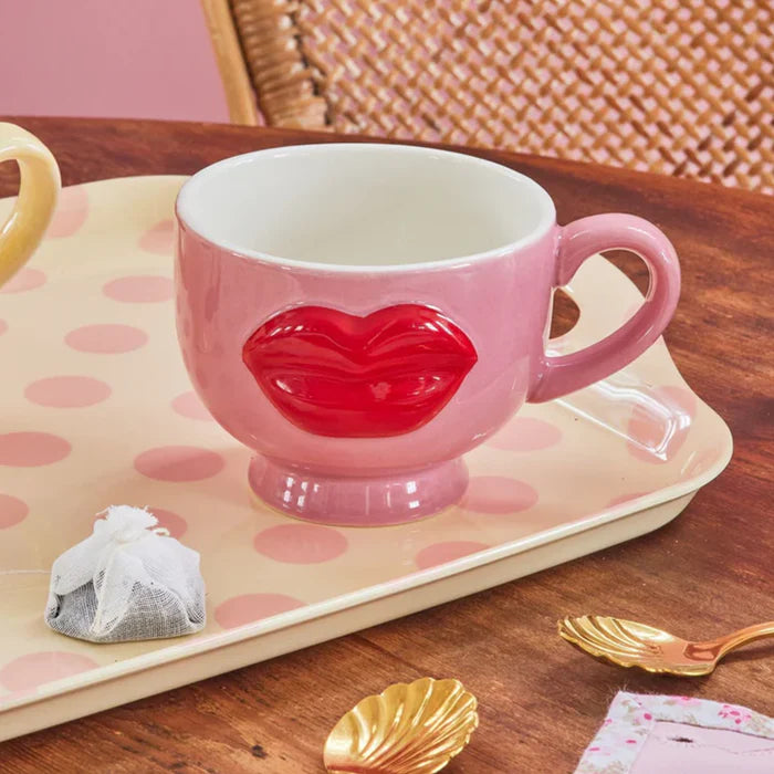 Mug céramique lips Ø 9.5 cm - rose