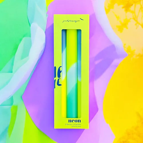 Set de 3 bougies Dip dye Neon - Lemon zest
