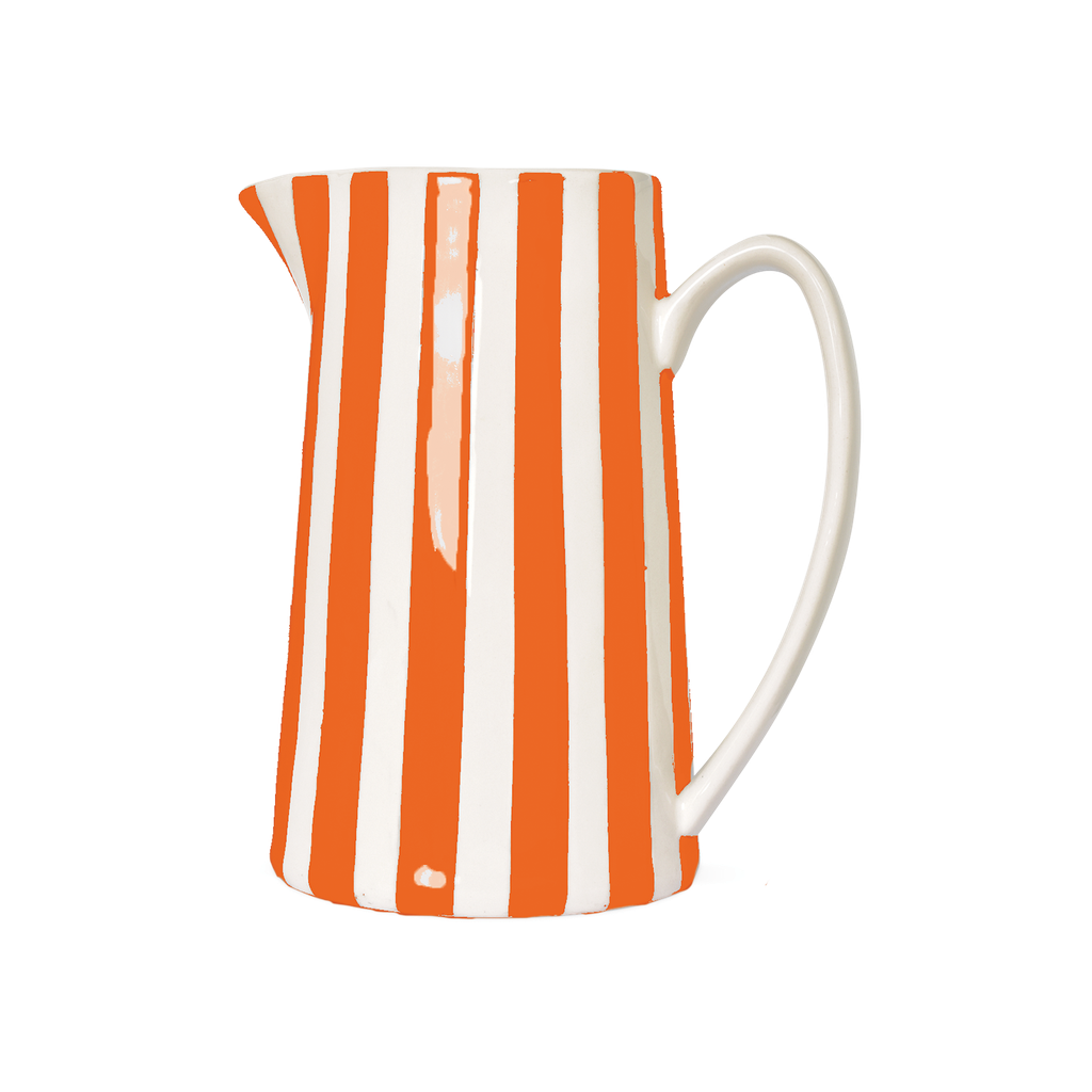 Pichet vintage rayures orange en porcelaine.
