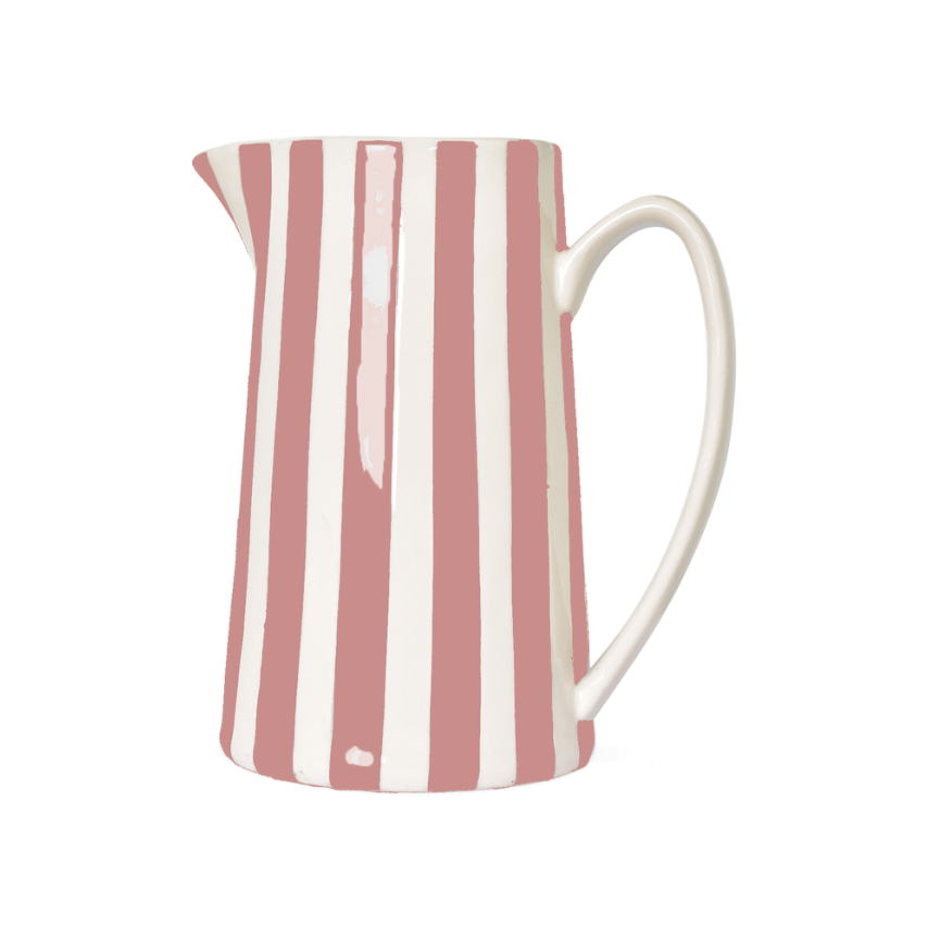 Pichet vintage rayures rose en porcelaine