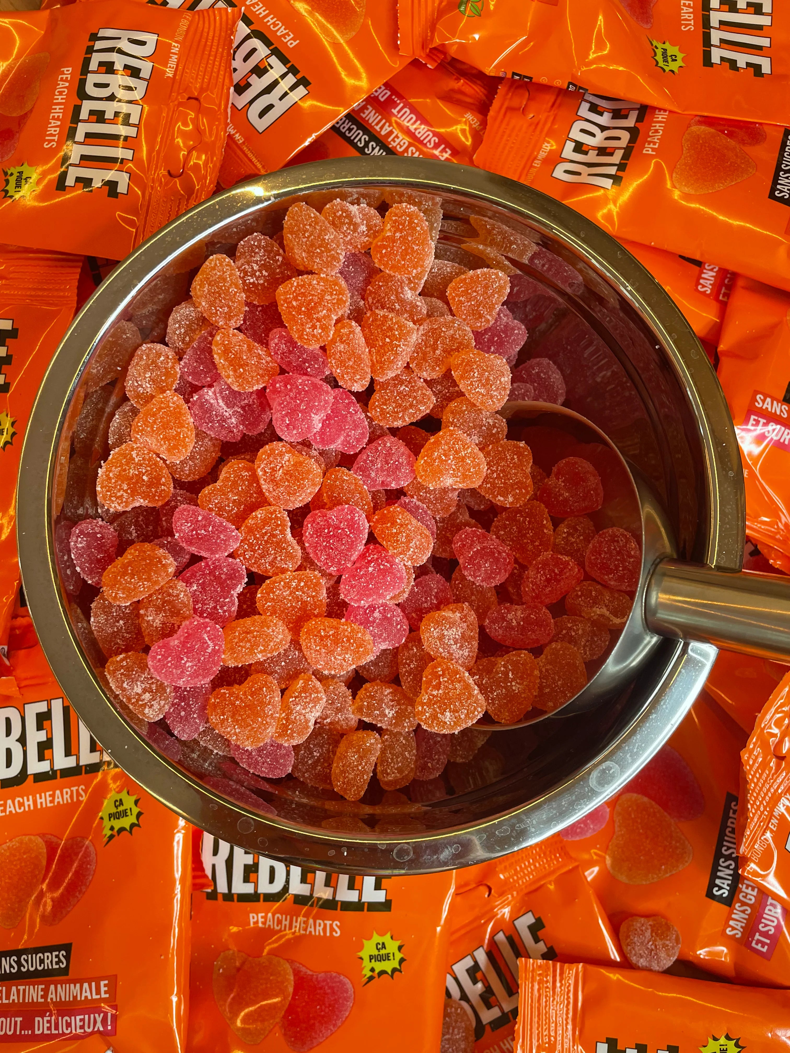Bonbons cœurs de pêches sans sucre