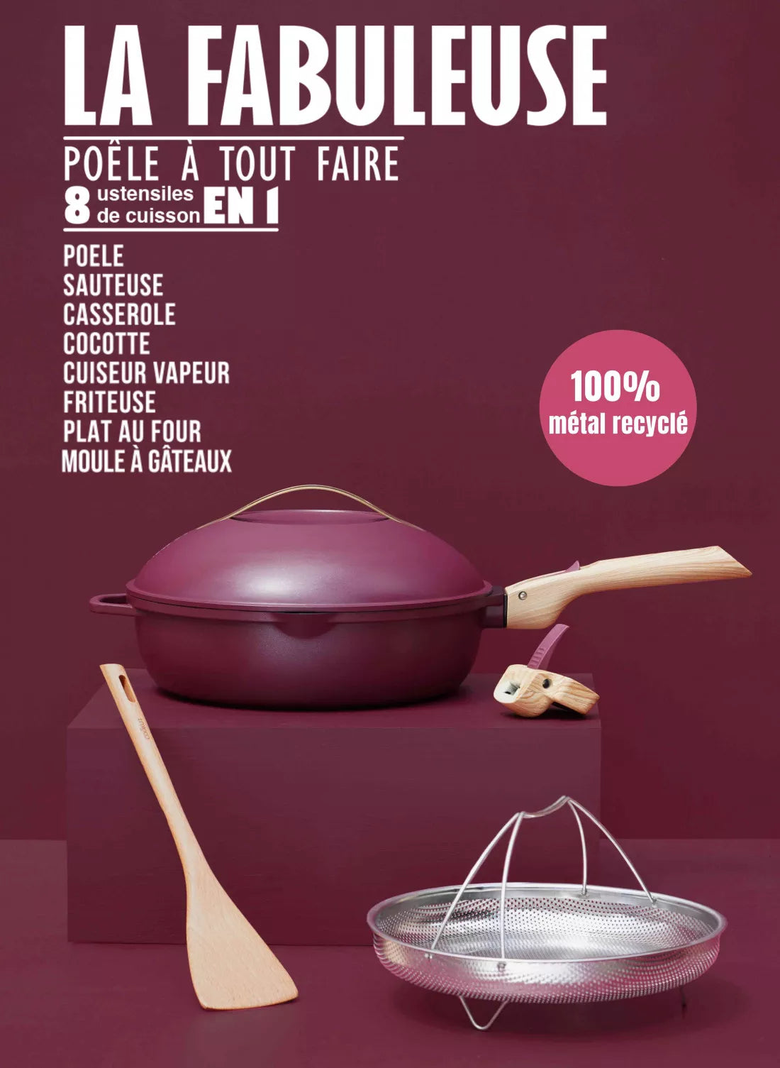 Cookut La Fabuleuse Poêle 8 en 1 - ø 28 cm - Rubis
