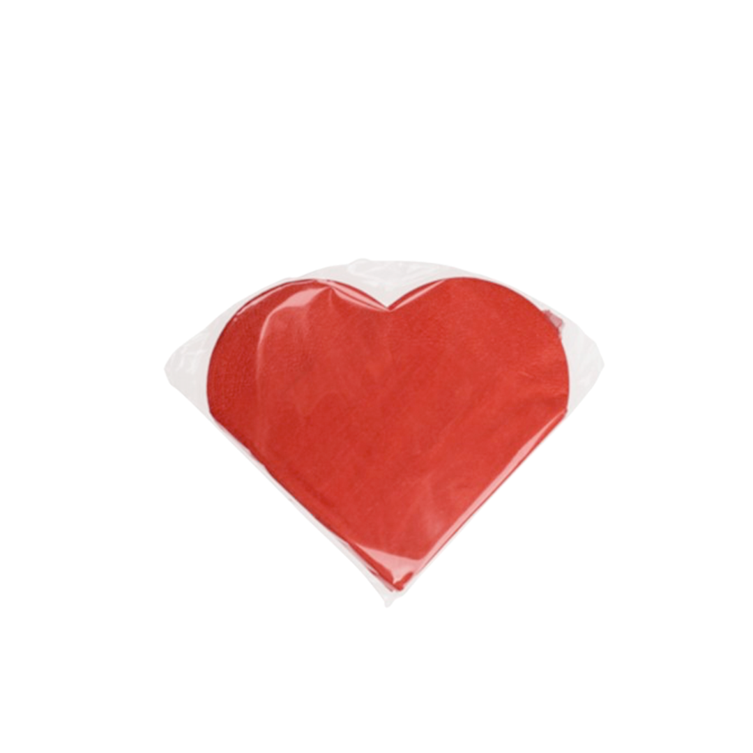 Serviettes en papier coeur rouge