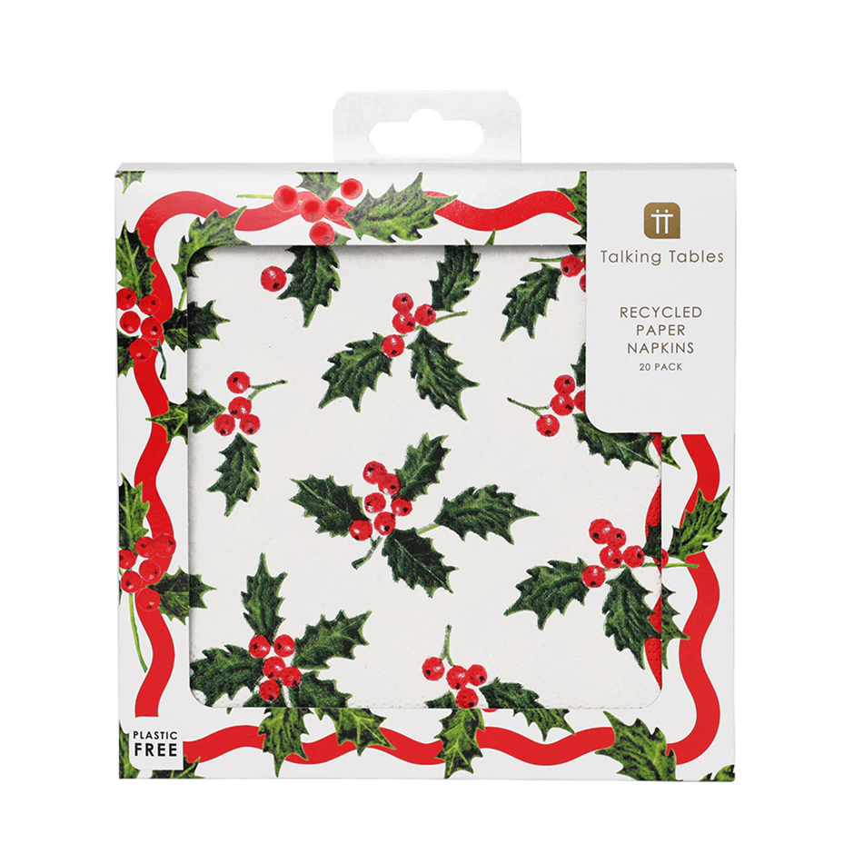 Serviettes en papier - Holly Christmas