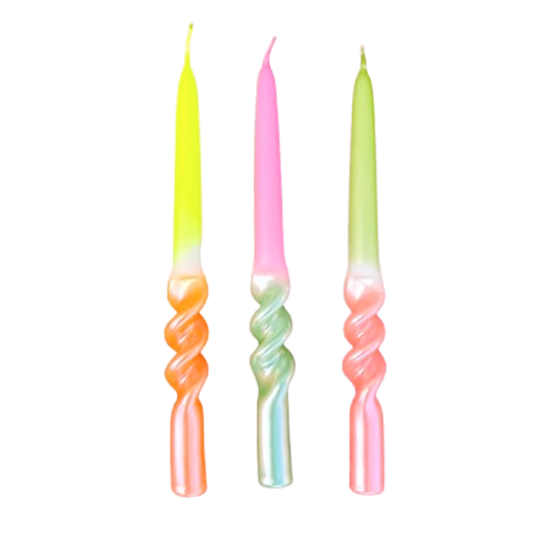 Set de 3 bougies Dip dye Swirl - Spring Candy