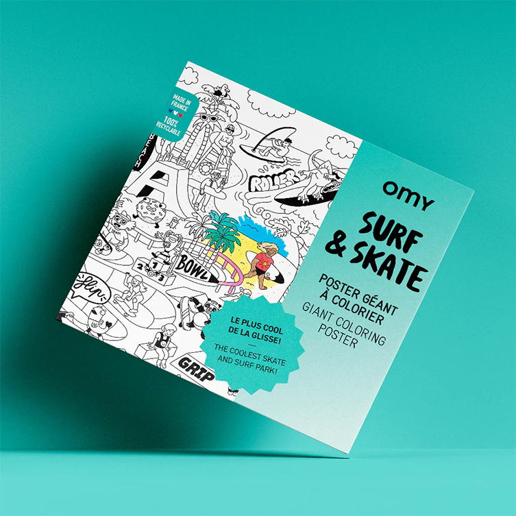 OMY Coloriage géant - Poster Surf & Skate