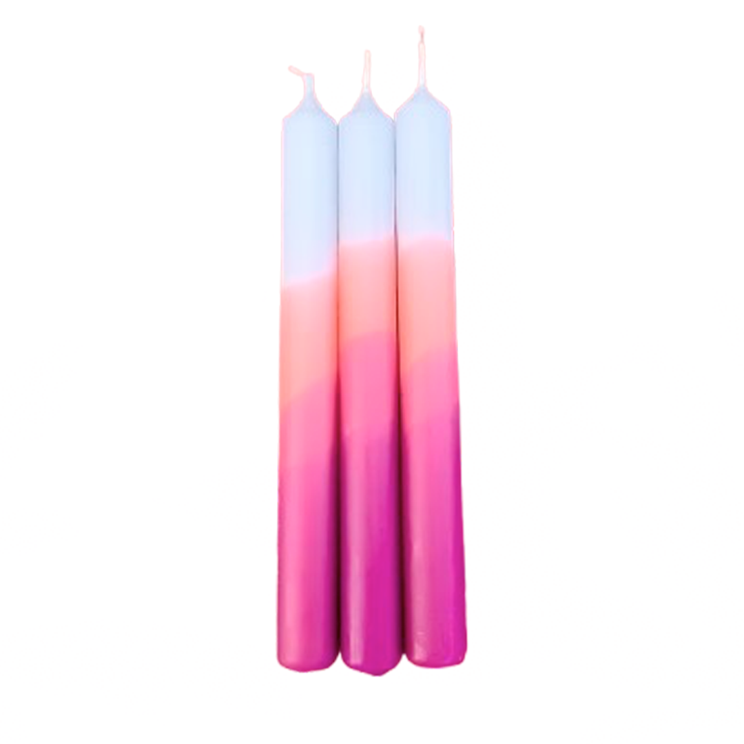 Set de 3 bougies Dip dye Neon - Triple Eggplant