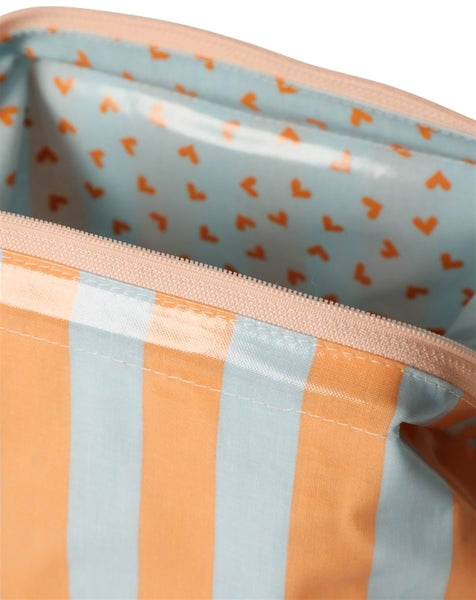 Trousse à Maquillage - rayures bleu orange