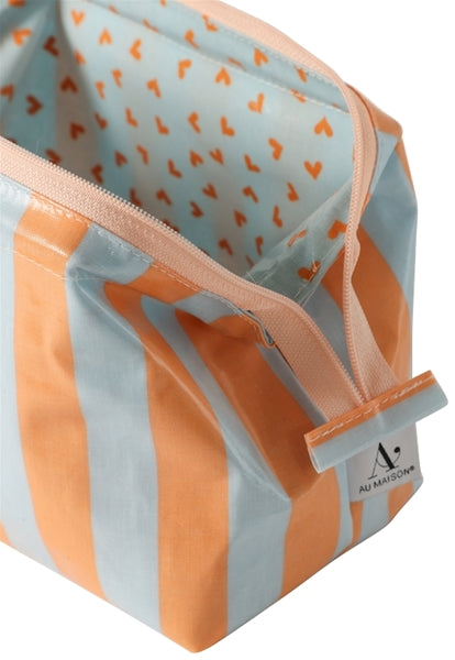 Trousse à Maquillage - rayures bleu orange
