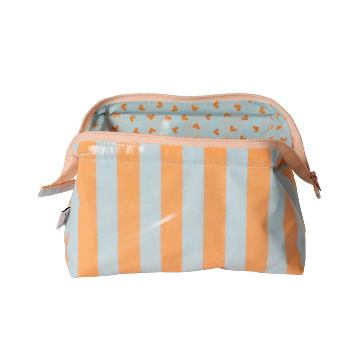 Trousse à Maquillage - rayures bleu orange