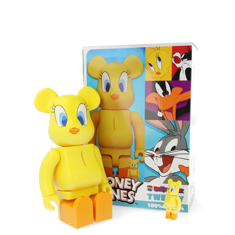 Bearbrick 400% + 100% - Looney Tunes : Tweety (H 28cm + 7 cm)