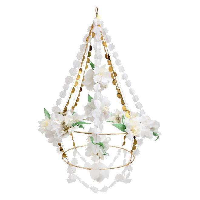 CHANDELIER FLEURS BLANCHES