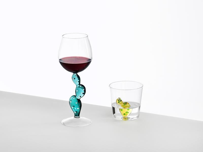 VERRE DE VIN CACTUS VERT