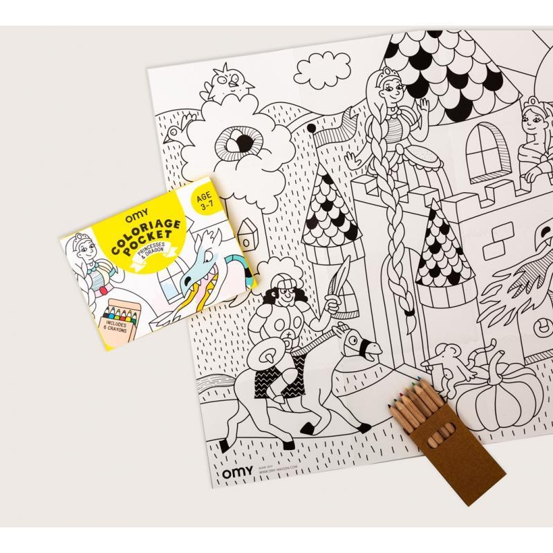 COLORIAGE POCKET - PRINCESSES ET DRAGONS