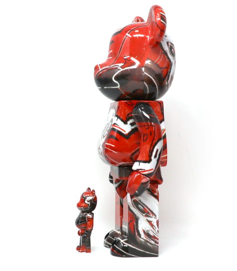 BEARBRICK 400% + 100% JEAN-MICHEL BASQUIAT #5 / H 28 cm + 7 cm