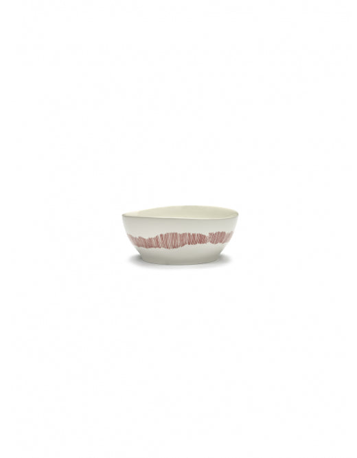 SERAX FEAST BOL BLANC SWIRL ROUGE ∅ 18 CM
